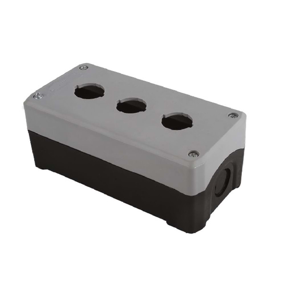 Boş Kumanda Buton Kutusu 3 lü Gri-Siyah