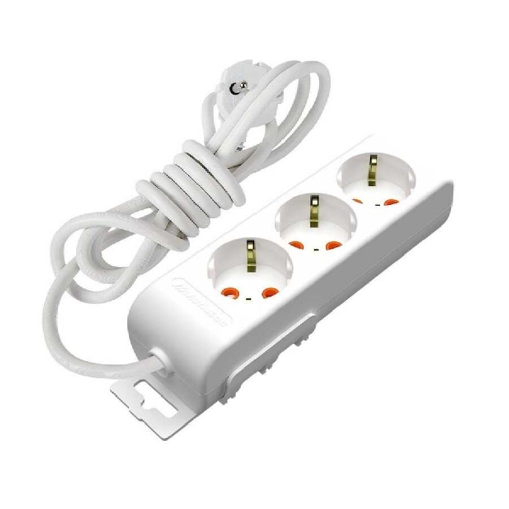 Ayka 3'lü Topraklı Grup Priz Çocuk Korumalı 2mt (3x1mm2)