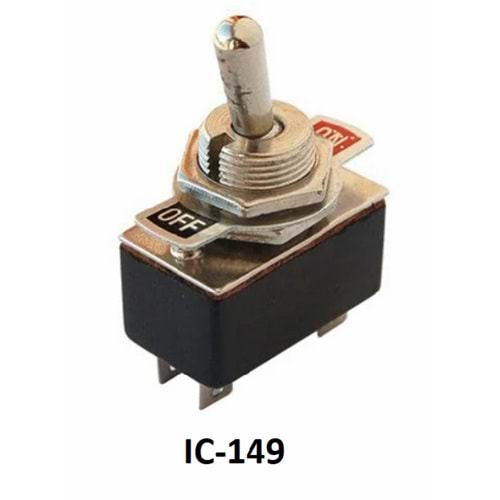 IC-149 Toggle Switch 2P ON-OFF Ø12mm Siyah Orta Boy