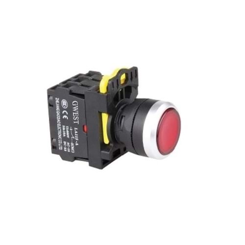 Işıklı Yaylı Stop Buton 22 mm 1 NC Gwest.220 V. A5-01D